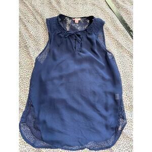 Y2k 2000s Candies Sleeveless Top Cami Women's Med Sheer Lace Blue Romantic